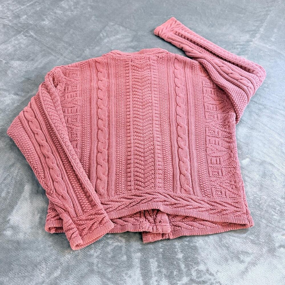 LL Bean Vintage Made in USA Purple Cable Knit Cotton Cardigan Sweater Womens S - Picture 2 of 10